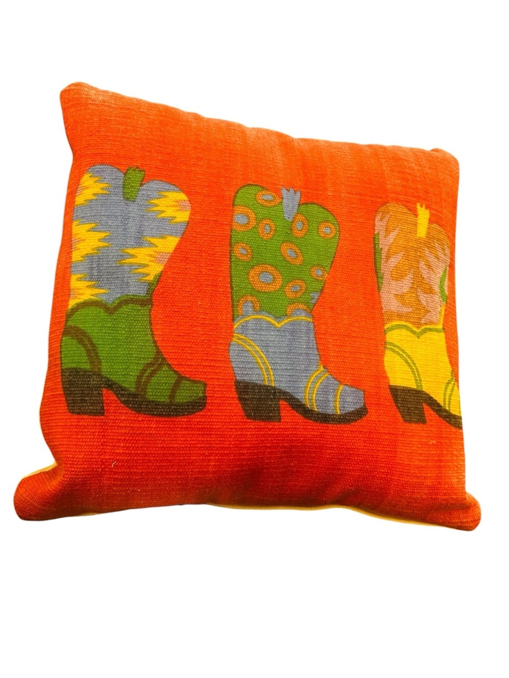 Triple Cowboy Boot Cotton Pillow Case 18" Inches Cushion Southwest Decor - Picture 2 of 4
